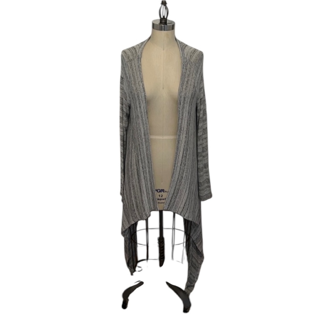 Focus Gray & White Shawl Open Cardigan 3X